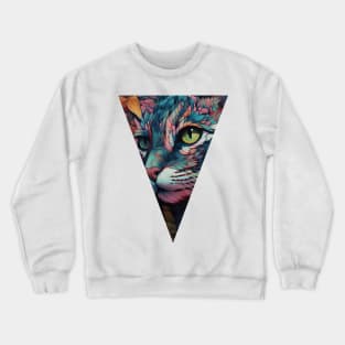 Cool Calico Cat With Flower V1 Triangle Crewneck Sweatshirt